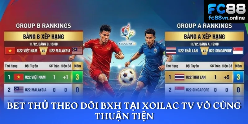 Bet thủ theo dõi BXH tại Xoilac TV vô cùng thuận tiện