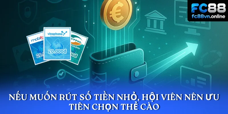 Nếu muốn rút số tiền nhỏ, hội viên nên ưu tiên chọn thẻ cào